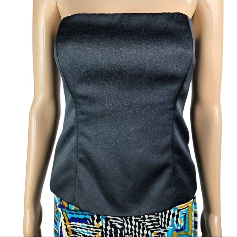Nicole Miller Navy Satin Strapless Bustier Top Size 10
